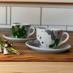 TOSCANA Vintage Green and Gray Ceramic Cappuccino Set